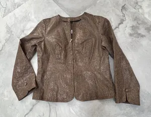 Live A‎ Little LAL Lined 100% Leather Jacket Zip Close Coat Brown Size Large L thumbnail 1