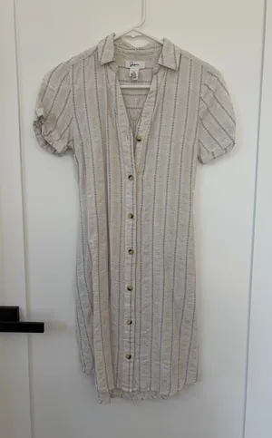Linen striped dress Tan Size XS thumbnail 1