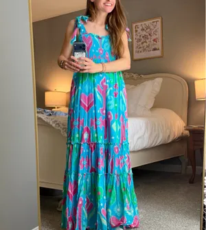 Crown & Ivy Blue Patterned Maxi Dress thumbnail 4