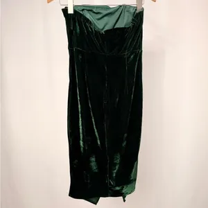 Lulus Hey Baby Velvet Strapless‎ Midi Dress in Emerald Green Size Medium thumbnail 6