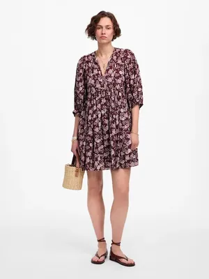 Madewell nwt size XL Splitneck Puff-Sleeve Dress in Floral thumbnail 2
