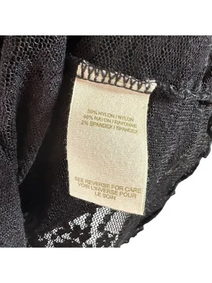 Intimately Free People Black Sheer Lace Mock Neck Long Sleeve Top M Goth thumbnail 4