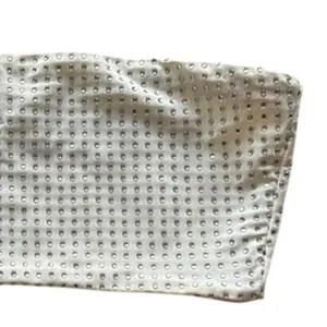 NWT Weworewhat Sleeveless Crystal Bandeau Crop Top Studded Rhinestones XXS White thumbnail 3