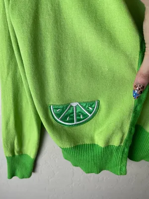 Voodoo Vixen Izzie Lime Embroidered Cardigan Sweater Green Size Medium thumbnail 5