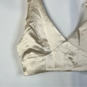 Lioness‎ Champagne Beige Satin Tie Strap Escape Artist Crop Tank Top XS thumbnail 4