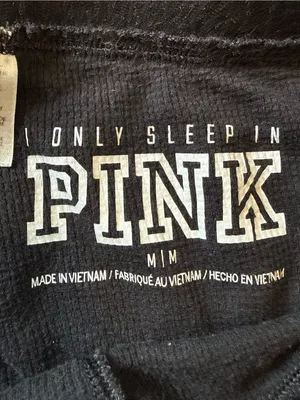 PINK Victoria's Secret Black Logo Thermal Leggings with Button Front thumbnail 3