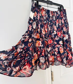 Anthropologie Asymmetrical Smocking Ruffles Mini Skirt, Size S thumbnail 7