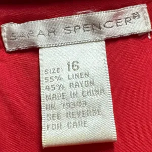Sarah Spencer Sleeveless V-Neck Linen Dress Red 16 thumbnail 3
