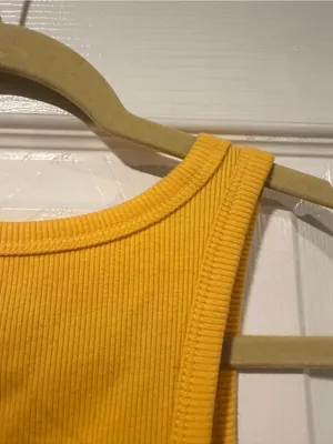 NWT Wild Fable Size XXL Yellow Ribbed Cropped Stretch Tank Top High Neck thumbnail 6