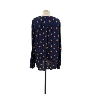 Anthropologie Kendra Dandy Dreamer Buttondown Top Blouse Pineapple Navy Blue‎ 12 thumbnail 10