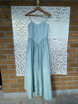 Hemant & Nandita Blue Cotton Strappy Dress Size S Boho Romantic Cottagecore NWT thumbnail 4