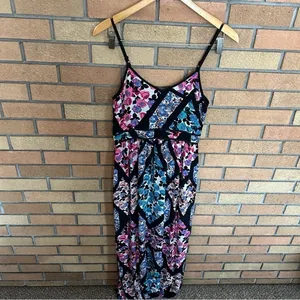 Topshop Blue Pink Purple Floral Flowy Maxi Dress w/ Slit Women’s Size 4 thumbnail 2