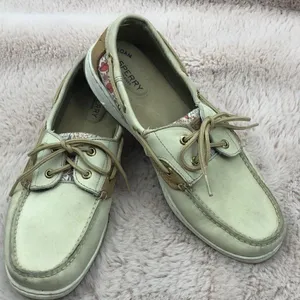 Sperry Top Sider red floral angel fish boat shoes thumbnail 1