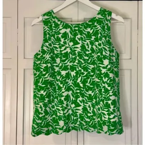 J.Crew green floral scalloped hem cross back top small thumbnail 9