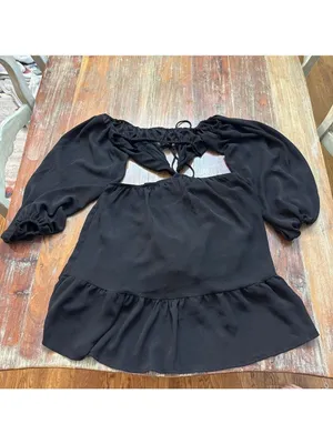 Princess Polly Black Cut Out Mini Dress Size 6 Ruffle Skirt thumbnail 9