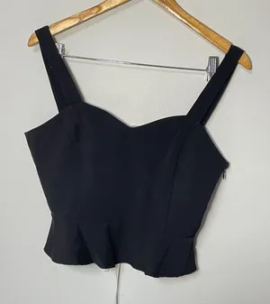 Alythea Black Lace‎ Up Peplum Crop Top size medium thumbnail 1