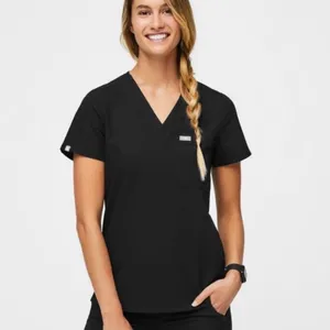 Figs Caterina Short Sleeve V-Neck Scrub Top Women's Size Large in Black - EUC! thumbnail 10
