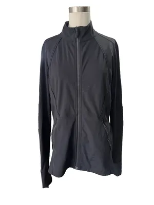 Lululemon Sleek Essentials Jacket Womens Size 12 Black Athletic Outdoor Luxtreme thumbnail 4