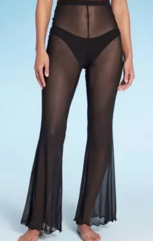 Wild Fable NWOT Women's Black Sheer Pants Size XSmall Mesh High Rise Flare thumbnail 1