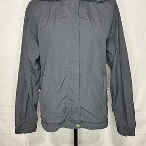 LL Bean Jacket Womens Medium Gray Hooded Jacket Windbreaker Nylon Vintage thumbnail 3