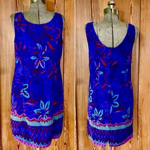 Vintage Rainbow Jo Tropical Vibrant Floral Hawaiian Resort Dress Sz Medium💛 thumbnail 2