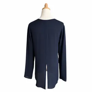 Theory Slit Front Silk Tunic Top Navy Blue Size Small thumbnail 6