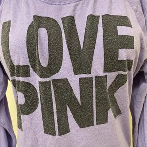 Victoria’s Secret PINK Purple LOVE PINK Logo Long Sleeve Top S thumbnail 3