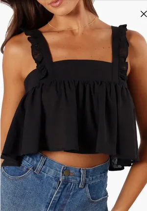 Petal & Pup Raye Ruffle Strap Bow Tie Back Cropped Top White thumbnail 2