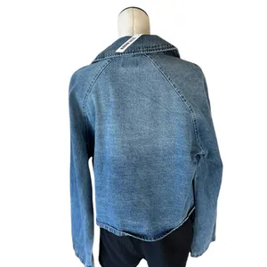 NWT Steve Madden Short Denim Trench Jacket Blue Denim Blue Medium thumbnail 4