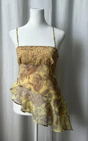 Yellow Paisley Asymmetrical Top thumbnail 1