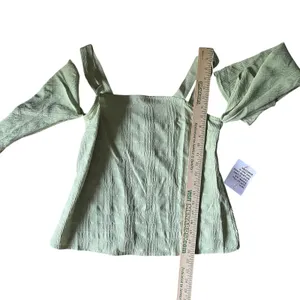 Topshop Textured Cold Shoulder Long‎ Sleeve Top Sage Green Women's 6 thumbnail 10