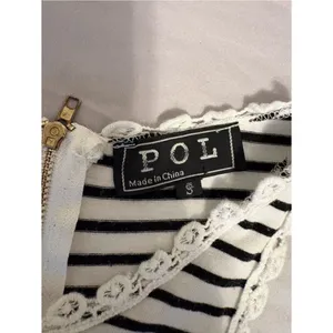 POL Striped Lace Trim Tunic Tank Top Boho Babydoll S thumbnail 2