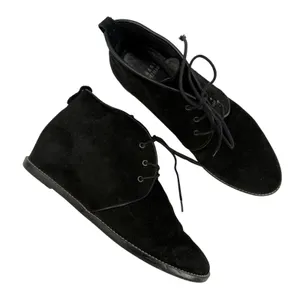 Stuart Weitzman Rove Boots Size 7.5 Black Suede Ankle Lace Up Leather Luxury thumbnail 1