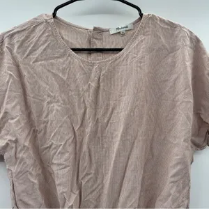 Madewell Button-Back Tie Short Sleeve Tee in Stripe‎ Size M thumbnail 4