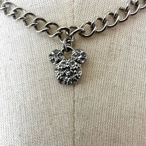 Disney rhinestone silver tone Mickey Mouse pendant necklace thumbnail 2