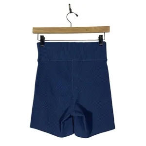 Abercrombie & Fitch Ribbed High Rise Biker Shorts Navy Blue Athleisure Size L thumbnail 3