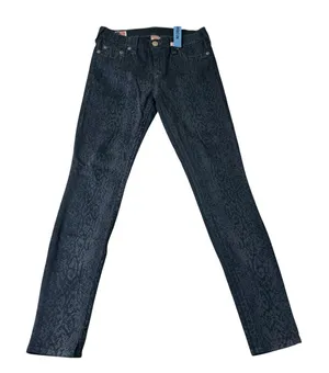 True Religion Womens Skinny Jeans Navy Blue Snakeskin Animal Print Size 28 USA thumbnail 1