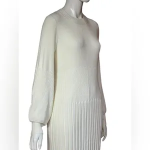 BEAUTIFUL by Lawrence Zarian Rayon Blend Elegant White Knit Dress S Small G#56 thumbnail 6