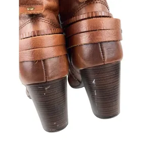 *Pikolinos Heeled Ankle Booties Womens Size 40 Brown Leather Zip Braided Strap thumbnail 7