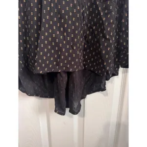 Free People Womens SP Black Floral Print Button Front Hi Low Rayon Blouse Top thumbnail 4