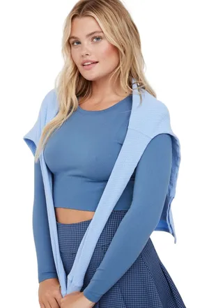 OFFLINE Aerie Sidewalk Seamless Long Sleeve Cropped T-Shirt marbled blue medium thumbnail 1