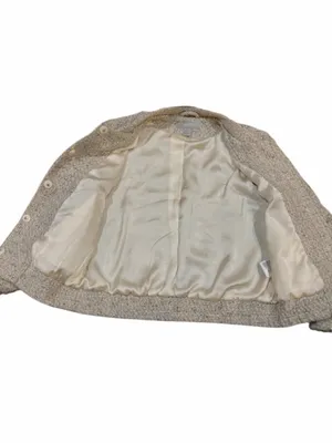H&M Tweed Bomber Suit Jacket in Cream Size Medium thumbnail 4