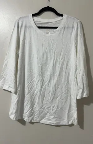 Belle Women's White Long Sleeve Cotton Top Medium thumbnail 1