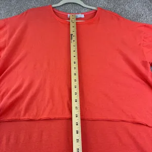 FP Beach Shore to Shore Tunic Top XS Oversized‎ Coral High Low Raw Hem Lagenlook thumbnail 5