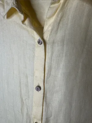 Tahari 100% Linen Button Down Shirt Butter Yellow Size Medium thumbnail 5