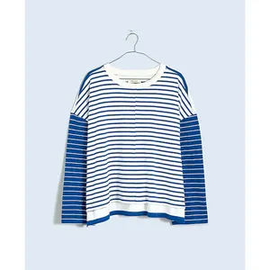 Madewell Easy Long-Sleeve Rugby Tee Contrasting Stripe Pure blue XS NWT thumbnail 4