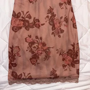 Forever 21 Floral Lace Trim Slip Dress | Brown Mesh Mini Dress | XS thumbnail 3
