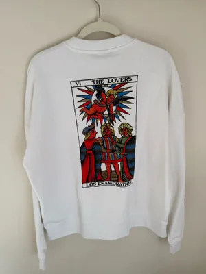 Zara White Graphic Tarot Card Crewneck Sweater thumbnail 2