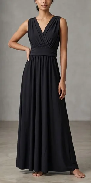 KOH KOH Black Maxi Dress 2X Sleeveless Wrap V-Neck Plus Formal Gown Wedding‎ thumbnail 1
