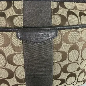 Coach Shoulder Bag‎ F28502 Signature Stripe Brown Canvas Leather Crossbody Y2K thumbnail 3